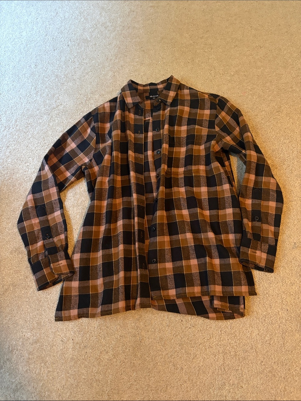 Woman’s Madewell  Plaid Button-Up Shirt Jacket in Brown & Black XXS never worn